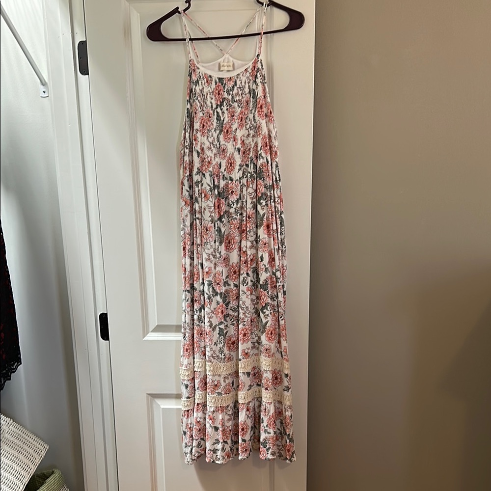 Altar'd State Floral Maxi Dress - Pink and Green